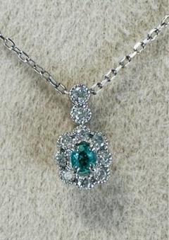 パライバトルマリン ネックレス 0.01ct Z0133 プラチナ Pt 四葉