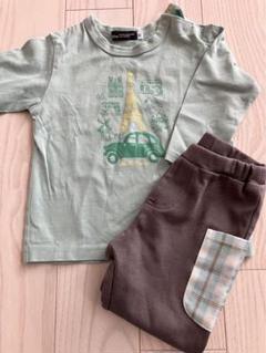 BeBeミントグリーンロンT パンツ2点セット　80