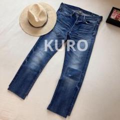 KURO／クロ　デニム　ジーンズ　カットオフ　赤耳　ダメージ加工　ハチノス　Ｍ