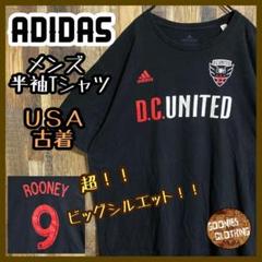 adidas メンズ 半袖Tシャツ 黒 ゲームシャツ 黒 9 USA古着 90s