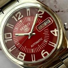 SEIKO 自動巻き 腕時計 オーバホール済レッド純正ベルト　アンティーク70S SEIKO 自動巻き 腕時計 オーバホール済レッド純正ベルト