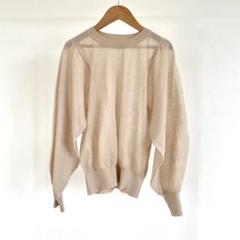 【美品】トップス シアーニット ベージュ 長袖カットソー レディース 春