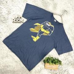 ヴィンテージ風ヒーローTシャツ 両面プリント M ブルー系