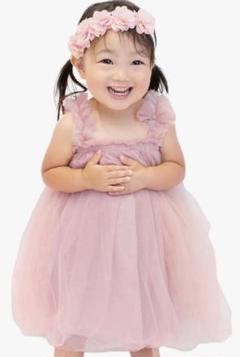 ベビードレス 女の子 チュールスカート ヘッドドレス付き プリンセス ワンピース