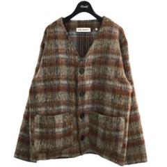 モヘア混 チェック柄 ニットカーディガン 金ボタン M GreatBritain