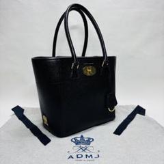 A .D. M.Ｊ. レザートートバッグ シボ革ブラック黒ゴールド金具