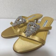 MANOLO BLAHNIK マノロブラニク ビジュー サンダル　サテン