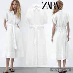新品 ZARA 美シルエット！ベルト付き ロングワンピース M ラスト1点♪ 新品 ZARA 美シルエット！ベルト付き ロングワンピース M ラスト