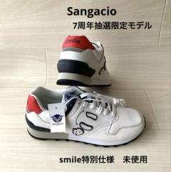 Sangacio スニーカー ホワイト ネイビー レッド7周年記念モデル 値下げ】SANGACIO にゅ〜ず トリコロール 7周年記念モデル