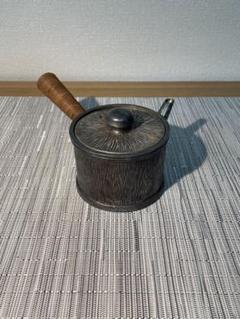 時代物【巧益造】いぶし銀 鎚目 芋頭形 急須 重 221g 燻銀横手急須 秀峰堂造 燻銀 いぶし銀 急須 黄銅製 - 岐阜・愛知（名古屋