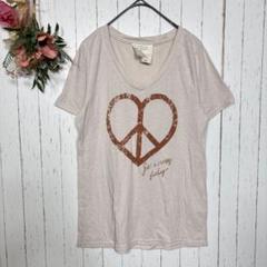 ビアンカマリア　Tシャツ　カットソー　【M】　ベージュ　薄手　Vネック　半袖