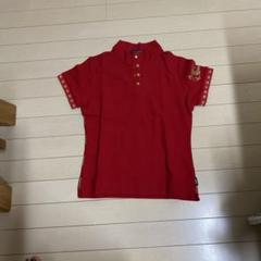 赤いポロシャツ 金色のドラゴン刺繍