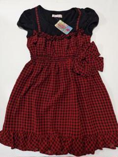 【新品】トゥララ　赤チェック　半袖ワンピース　平成レトロ　レア希少　夏服