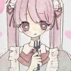 メイド　女の子　オリジナル　イラスト水彩原画色紙