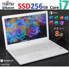 No60708白色■Windows11■Corei7■SSD富士通ノートパソコン