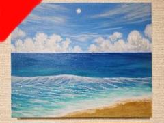 海の絵　世界で１枚　アクリル画　癒し　絵画　ヒーリングアート　キャンバス　風景画のサムネイル