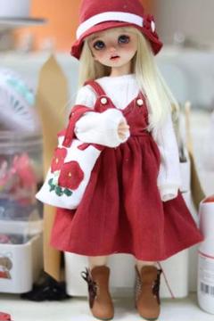 1/6サイズ用ドール服 おさんぽベリー(30cm/Yosd)赤色 4点セット
