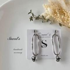 ▪シルバーフープチャーム×3連リングチャームピアス／イヤリング
