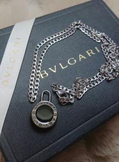 正規 未使用】BVLGARI ロゴ刻印黒×黒銀チャーム/3㎜ネックレス