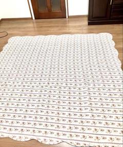 洗える！コットン100%フラワー柄キルトマルチカバー　2枚セット