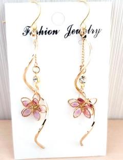 408# ピアス ハンドメイド フラワー レジン 桜 夏ピアス