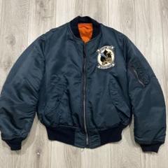 80s アルファ MA-1 フライトジャケット L ブラック IDEAL 90s USA製 alpha アルファ MA-1 フライトジャケット Lサイズ