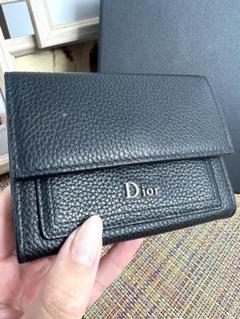 ✨極美品✨Diorディオールオム　ロゴ　コンパクトウォレット　レザー　ブラック