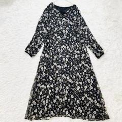 コラージュガリャルダガランテ　花柄シフォン ロングワンピース　楊柳　シャツ　黒