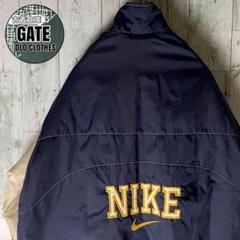 【※銀タグ】NIKE ナイキ★センター刺繍ロゴ ナイロンジャケット L 中綿入