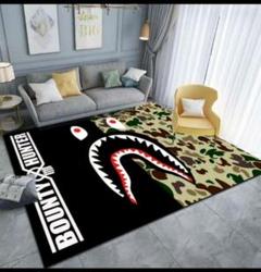 迷彩黒サトラグ カーペット ラグマット 140×200cm ベッドルーム用絨毯