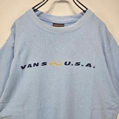 VANS　ヴィンテージ　Tシャツ　M　ビッグロゴ　ブルー　人気　希少　古着コーデ