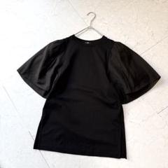 プラステ オーガンジースリーブTシャツ S ブラック 現行タグ