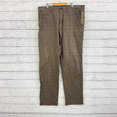 【23区HOMME】パンツ チェック柄 カーキ×茶 ストレッチ素材 52サイズ