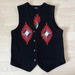 【美品】WellWear チマヨベスト ウール ニット M ブラック メンズ