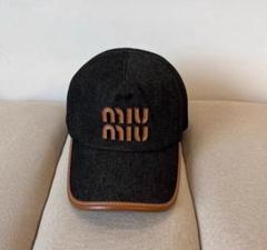 miu miu ブラックデニム ベースボールキャップ ミュウミュウ ロゴ デニム ベースボールキャップ スーパーコピー
