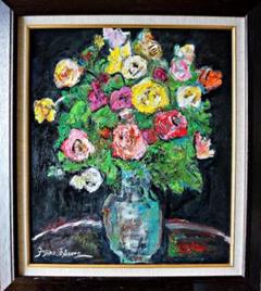 大澤扶二子 薔薇 油彩画 肉筆画 新品額付 大きめF10号サイズ 送料無料