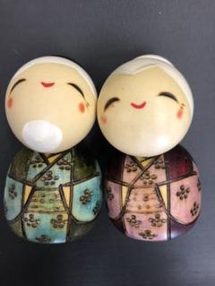 創作こけし ご長寿 関口としお作 こけし おじいさん おばあさん