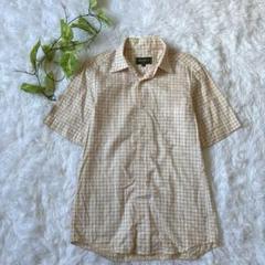 【Eddie Bauer】 メンズ 半袖シャツ (XS) チェック ベージュ 綿