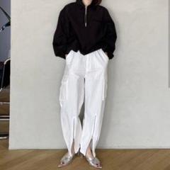 【新品未使用】シールームリン カーゴパンツ ホワイト searoomlynn シールームリン ヘムZipルーズカーゴパンツ M 白