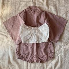 ベビー浴衣　甚兵　さくらんぼ刺繍　新品未使用　90-95