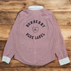 バーバリーブルーレーベル シャツ ビッグロゴ Mサイズ 赤のサムネイル