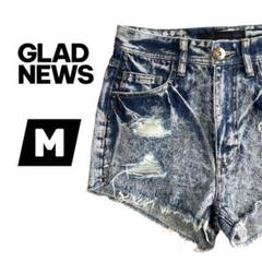 GLAD NEWS　デニムショートパンツ　ハイウエスト　スタッズ　Mサイズ
