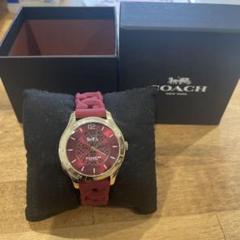 COACH 赤 シリコンバンド アナログ時計