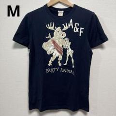【アバクロ】デザインプリント半袖Tシャツ　M　紺　ネイビー　古着のサムネイル