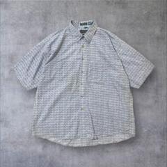 【VANHEUSEN】US輸入アメリカ古着総柄メンズ半袖シャツ2XLブルー