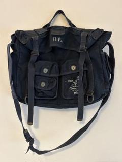 ✨️希少✨️ ポロラルフローレン レザー キャンバス ミリタリーショルダーバッグ 黒 POLO RALPH LAUREN ポロ ラルフローレン ショルダーバッグ