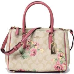 COACH花柄ミニ サリー2WAY ショルダーバッグ ライトカーキ×ピンクマルチ COACH花柄ミニ サリー2WAY ショルダーバッグ ライトカーキ