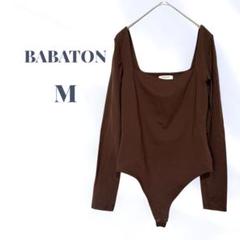 古着 BABATON ブラウン ボディスーツ M スクエアネック