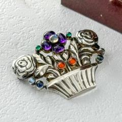 希少 GEORG JENSEN 67 シルバーブローチ 花かご 925 - メルカリ