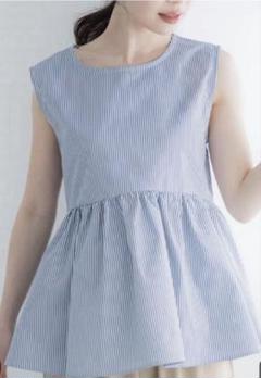 新品タグ付き　コカ　ストライプ ノースリーブ Mサイズ　ペプラム
